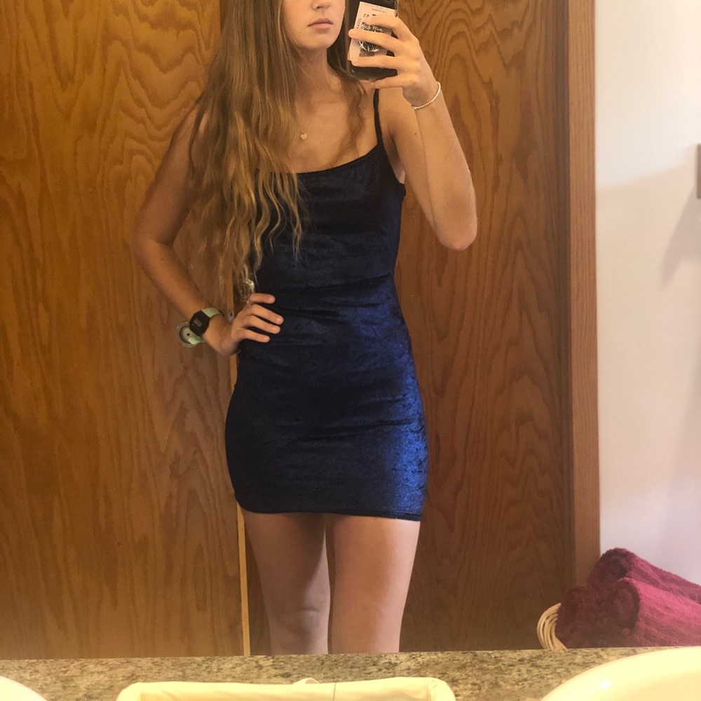Blue Velvet Mini Dress
